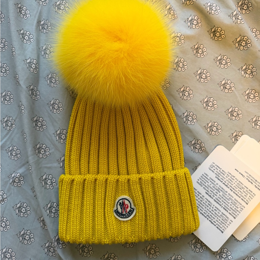 Moncler Vibrant Yellow Pom Pom Beanie